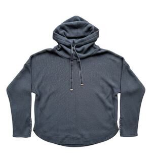 Democracy women’s Rib-Knit Hooded Pullover Sweater Cotton Blue Size L